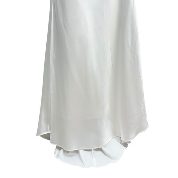 Lulus Gorgeous Vow White Satin Mock Neck Cowl Mermaid Maxi Dress size XS NWT - Picture 7 of 8
